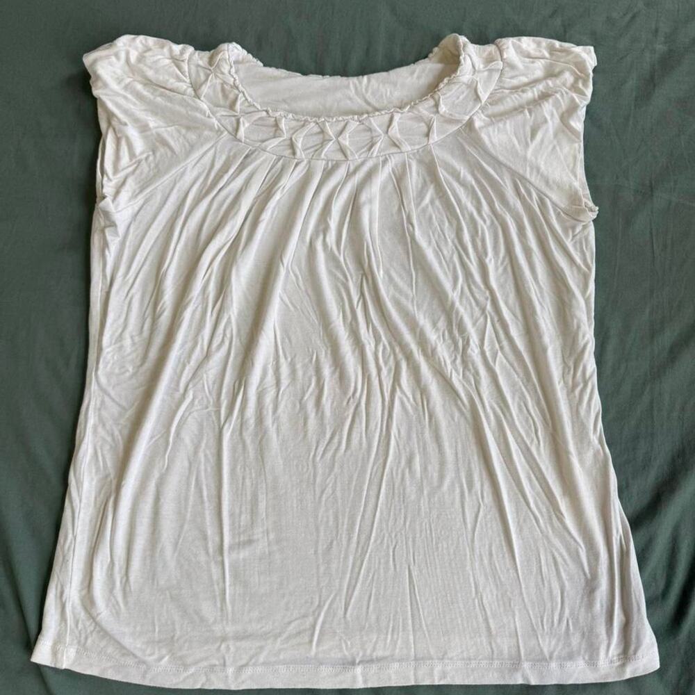 White Christopher & Banks blouse w/ very short sleeves- Size Women's L